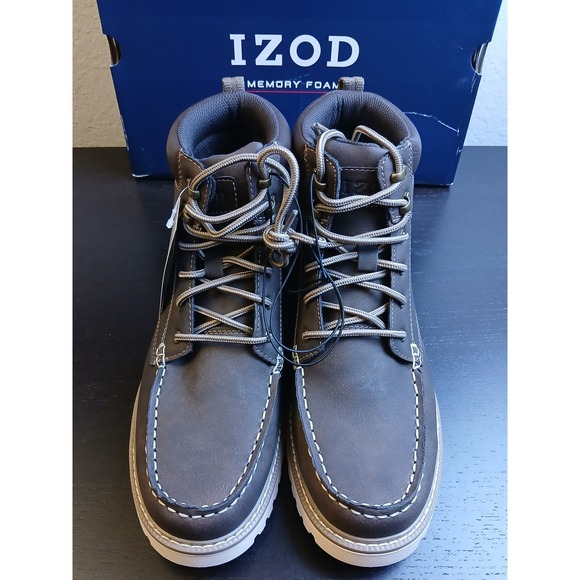 IZOD Miles Mens Brown Moc Toe Lace Up Boots Memory Foam 1917427 Size 10 NEW main image 12